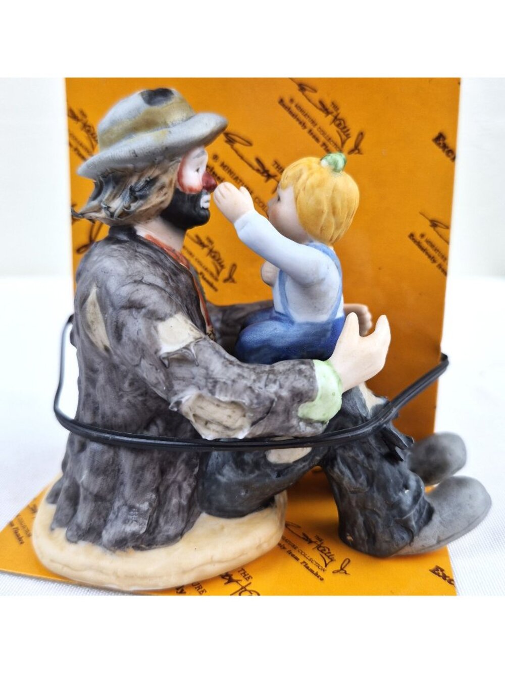 Emmett Kelly Jr Clown With Child Figurine 1984 Flambro NIB Vintage